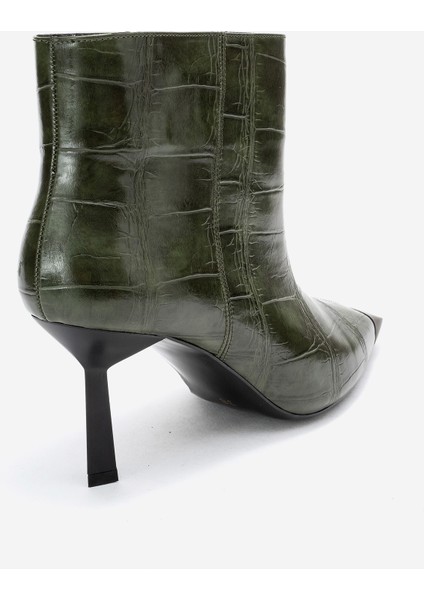 Rassel Yeşil Baskı Mat Burunlu Kadın Ince Topuklu Bot indirimleri