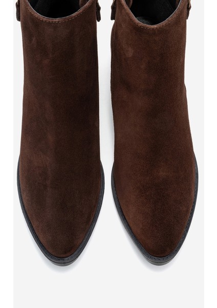 Jayer Kahverengi Süet Hakiki Deri Fermuarlı Kadın Topuklu Bot fiyatları