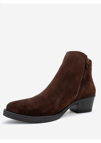 Jayer Kahverengi Süet Hakiki Deri Fermuarlı Kadın Topuklu Bot fırsatları