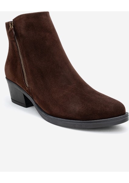 Jayer Kahverengi Süet Hakiki Deri Fermuarlı Kadın Topuklu Bot modelleri