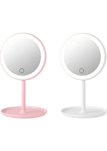 Dokunmatik LED Işıklı Yuvarlak Masaüstü Makyaj Aynası Masa Lambası Makyaj Işığı fiyatları