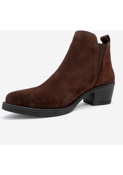 Dovena Kahverengi Süet Hakiki Deri Lastikli Kadın Topuklu Bot fırsatları