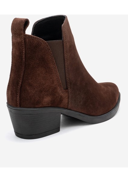 Dovena Kahverengi Süet Hakiki Deri Lastikli Kadın Topuklu Bot indirimleri