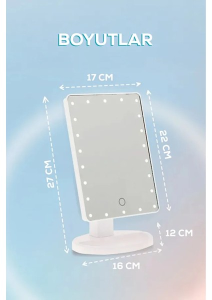 Ayarlanabilir Hazneli 16 LED Işıklı Makyaj Aynası USB Girişli Pilli modelleri