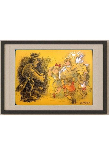 Wolfgang Schlegel 29X21CM Orijinal Karikatür Tablo