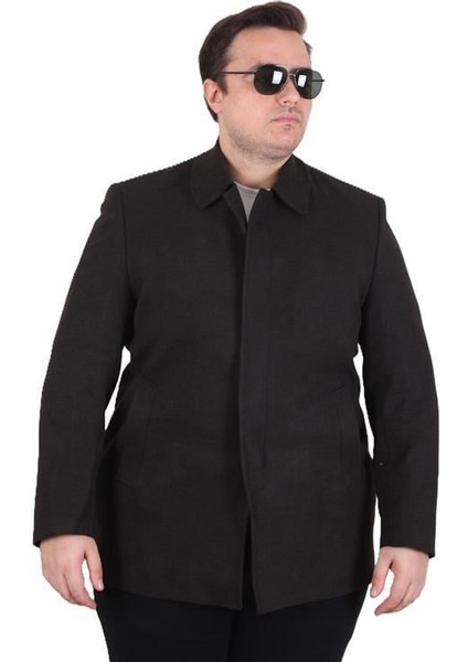 Erkek Büyük Beden Kaşmir Kaban 103008 Kahverengi