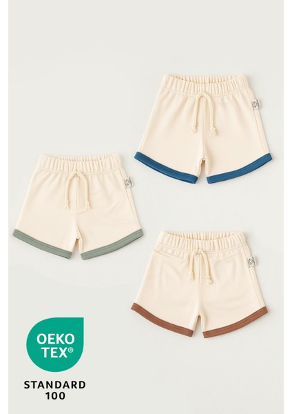Ocean 3lü %100 Pamuk Lastikli Bebek Şort Set