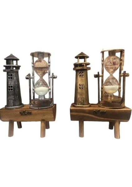 Deniz Feneri Kum Saati Ahşap Görünümlü Vintage Tarz Biblo - F093K914-U55093 fiyatları