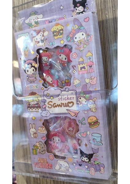 100 Parça Sticker Seti Kuromi ve Arkadaşları Figürlü Lila
