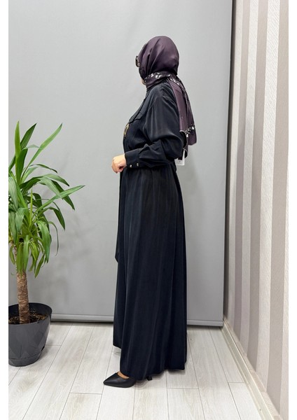 Cep Detaylı Ipek Cupro Elbise Siyah 5005 fiyatları