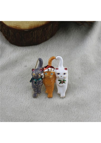 Üç Noel Kedisi Sevimli Kedi Broş Yaka Iğnesi fiyatları