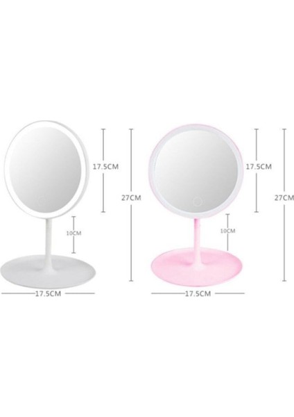 Dönebilen Pembe Şarjlı LED Dokunmatik Ayaklı Masa Makyaj Aynası fiyatları
