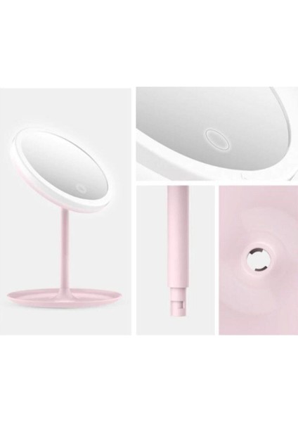 Dönebilen Pembe Şarjlı LED Dokunmatik Ayaklı Masa Makyaj Aynası modelleri