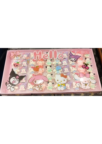 50 Parça Kuromi Hello Kitty Sanrio Karakterleri Yüzük Seti