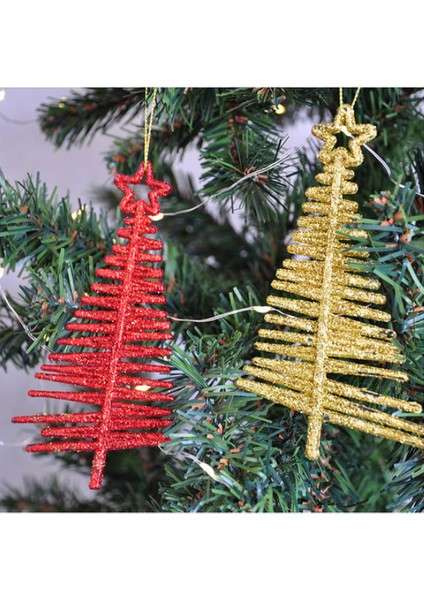 Kırmızı & Gold Simli Yılbaşı Ağacı Süsü | Çam Ağacı Dekoratif Askı Çeşitleri