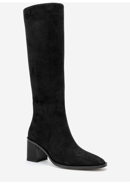 Venıa Siyah Süet Kadın Kalın Topuklu Çizme modelleri