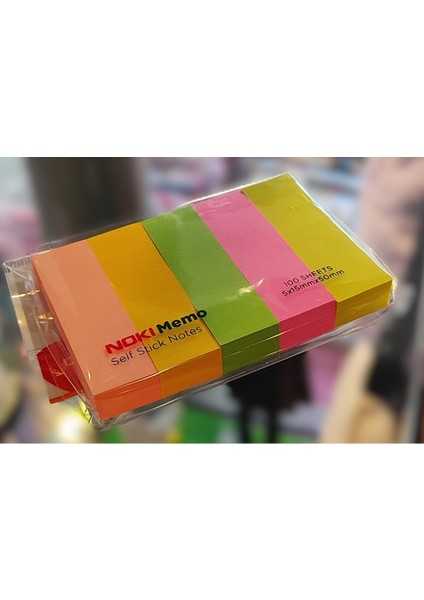 Yapışkanlı 5 Renk Mini Not/ayraç Kağıdı 100 Yaprak 1,5cm*5cm