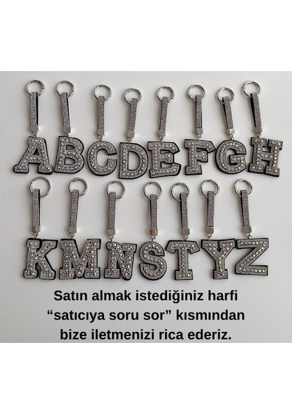 Lüks Hediyelik Zirkon Taşlı Harf Anahtarlık 14,5 cm