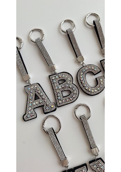 Lüks Hediyelik Zirkon Taşlı Harf Anahtarlık 14,5 cm fiyatları