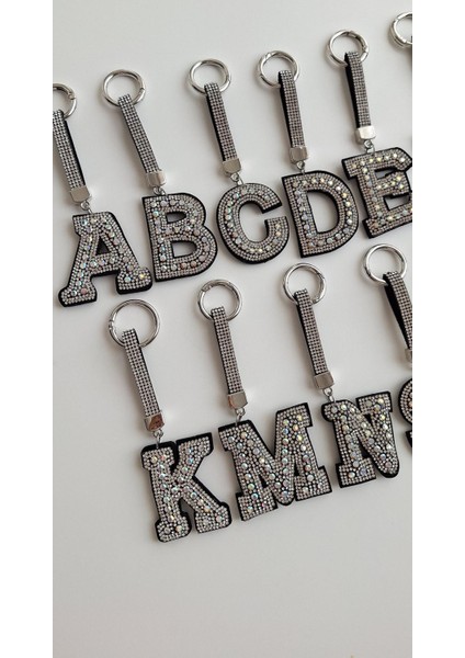 Lüks Hediyelik Zirkon Taşlı Harf Anahtarlık 14,5 cm