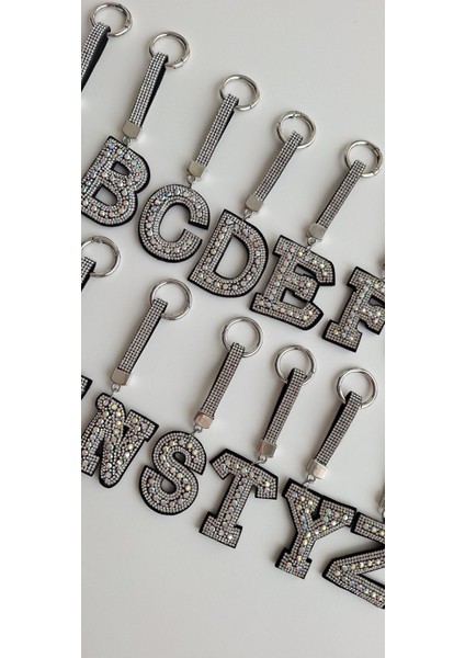 Lüks Hediyelik Zirkon Taşlı Harf Anahtarlık 14,5 cm