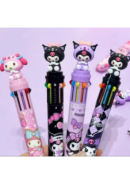 Kuromi Figürlü 10 Renk Yazabilen Tükenmez Kalem 1 Adet modelleri