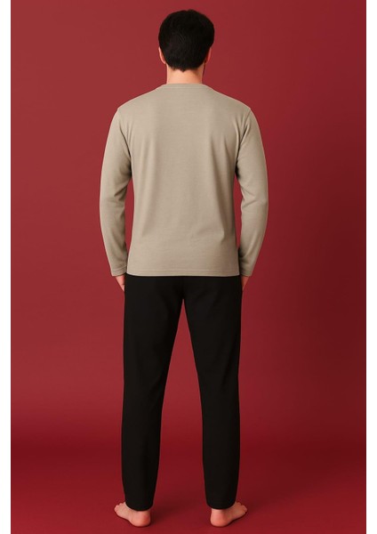 Erkek 1923 Uzun Kol % 100 Pamuk Pijama Takımı Haki fiyatları