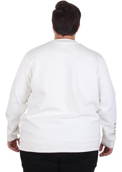 Büyük Beden Bisiklet Yaka Sweat Double Face 25707 Ekru fırsatları