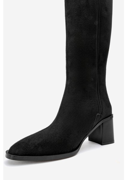 Venıa Siyah Süet Kadın Kalın Topuklu Çizme fırsatları