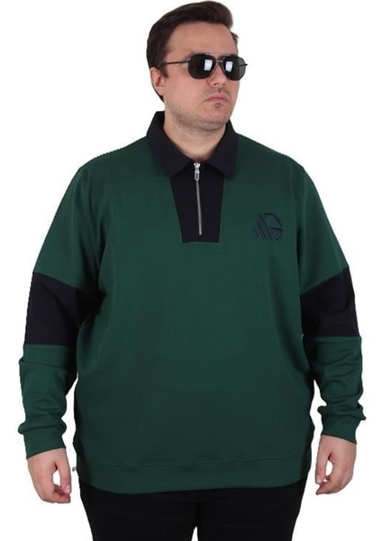 Büyük Beden Polo Yaka Fermuarlı Sweat Double Face 25709 Neftı fiyatları