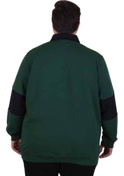 Büyük Beden Polo Yaka Fermuarlı Sweat Double Face 25709 Neftı modelleri