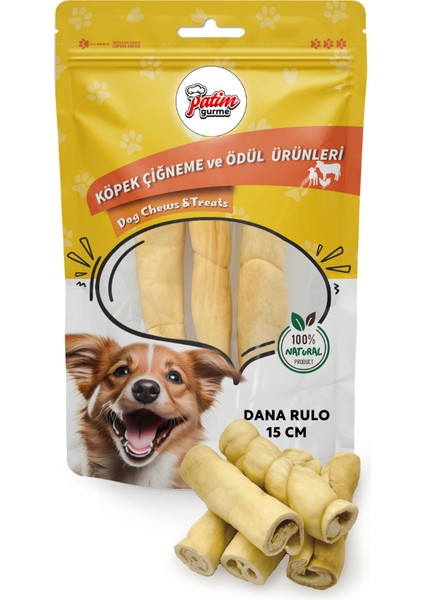 Dana Rulo Deri 15 cm 200 Gram Doğal Köpek Ödül Maması