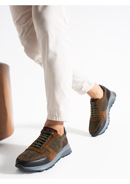 Erkek Haki-Kahve Günlük Süet Ayakkabı