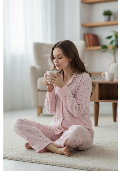 Sıcacık Polar Kumaş Kışlık Ev Giyim Takımı | Kadın Pijama Takımı