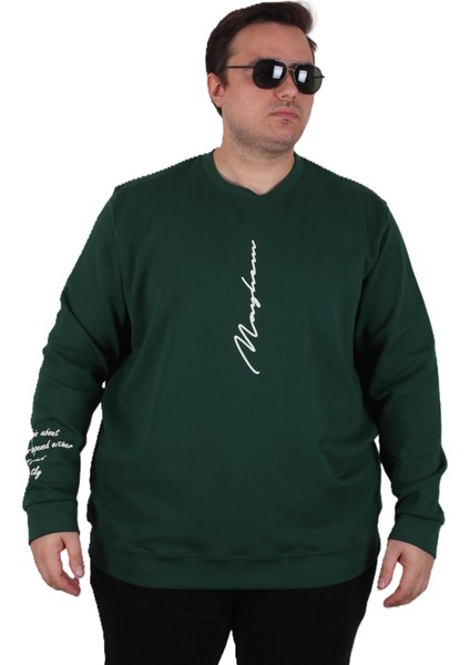 Mocgrande Büyük Beden Bisiklet Yaka Sweat Double Face 25707 Neftı