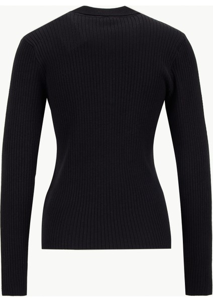 Polo Yaka Basic Düz Siyah Kazak Kadın M5WL-KZK1078 fiyatları