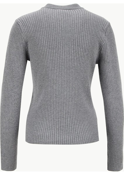 Polo Yaka Basic Düz Gri Kazak Kadın M5WL-KZK1078 fiyatları