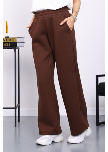 Kahverengi Bel Lastikli Şardonlu Eşofman Altı modelleri