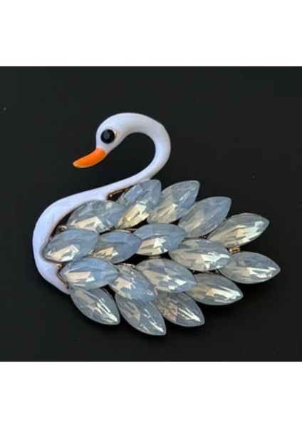 Mekik Taşlı Mineli Kuğu Broş-4.5 cm fiyatları