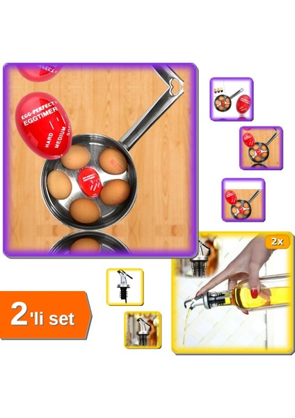 Dublor Yumurta + Kapaklı Şişe Ucu Damlalık 2li Set Mutfakta Kolaylık Sağlayan Akıllı Çözüm YT5P3M