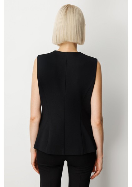 Kadın Kapak Cepli V Yaka Yelek 5037 Siyah fırsatları