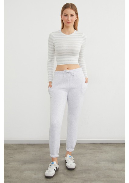 3 Iplik Beli Lastikli Cepli Jogger Eşofman Altı