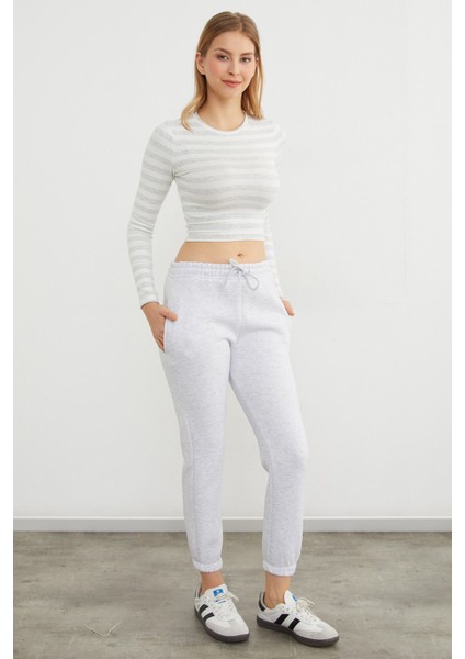 3 Iplik Beli Lastikli Cepli Jogger Eşofman Altı