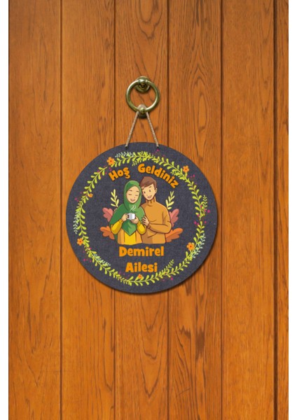 Kapı Süsü Demirel Ailesi Hoş Geldiniz Ahşap Baskı Kişiye Özel Tasarım fiyatları