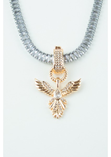 Baget Zirkon Taşlı Anka Kuş Uçlu Kolye indirimleri