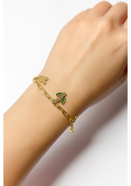 Şans Charmları Sallantılı Gold Bileklik