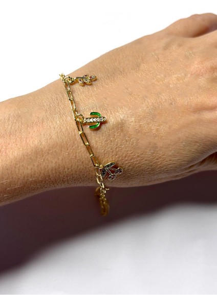 Şans Charmları Sallantılı Gold Bileklik modelleri