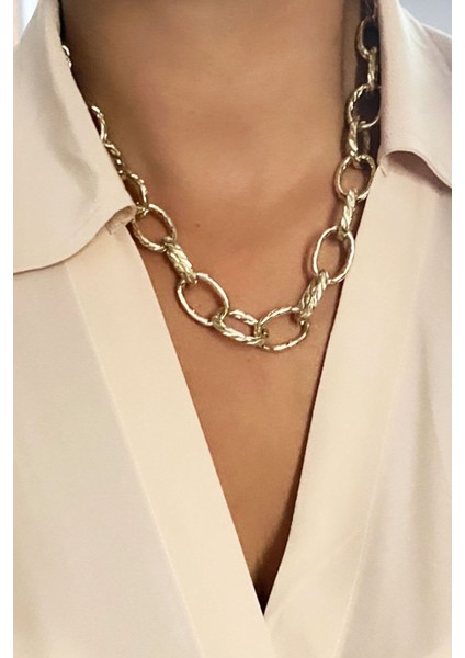 Light Gold Kalın Zincir Kolye