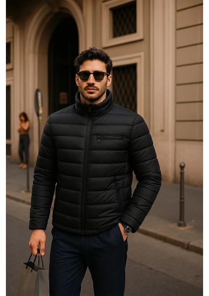 Erkek Comfort Fermuarlı Günlük Kışlık Siyah Şişme Mont fiyatları