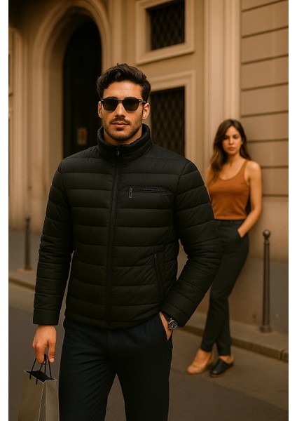 Erkek Comfort Fermuarlı Günlük Kışlık Siyah Şişme Mont fırsatları